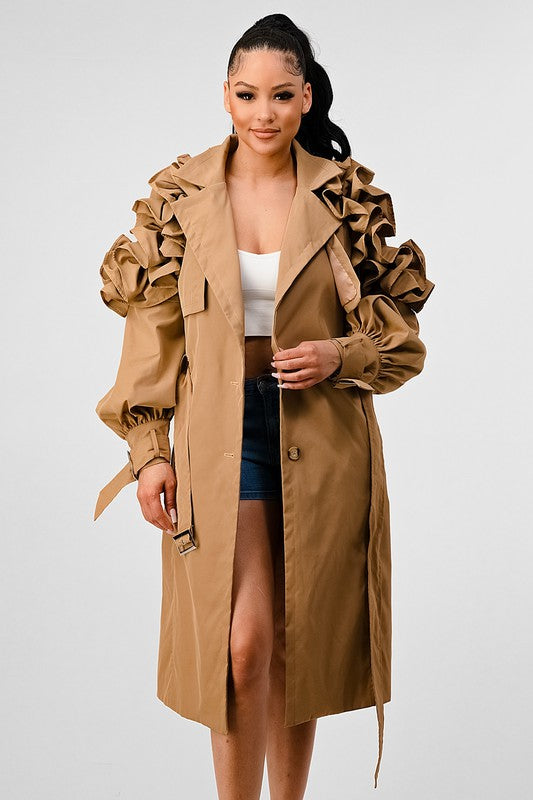 Floral Sleeve Trench Coat