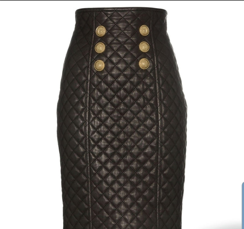 Quilted Leather Pencil Skirt