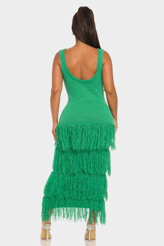 Fringe Knit Tank Maxi