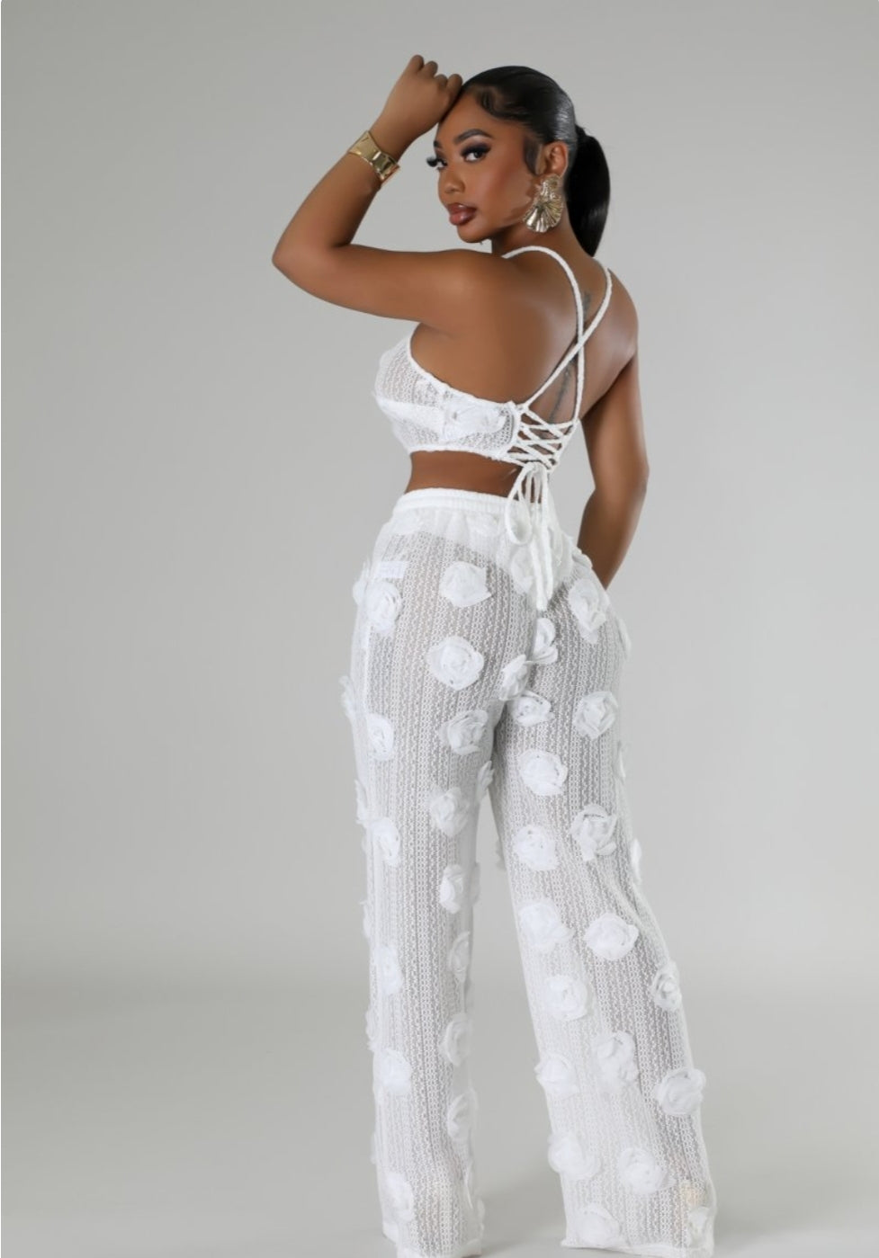 Rosette Mesh Pant Set