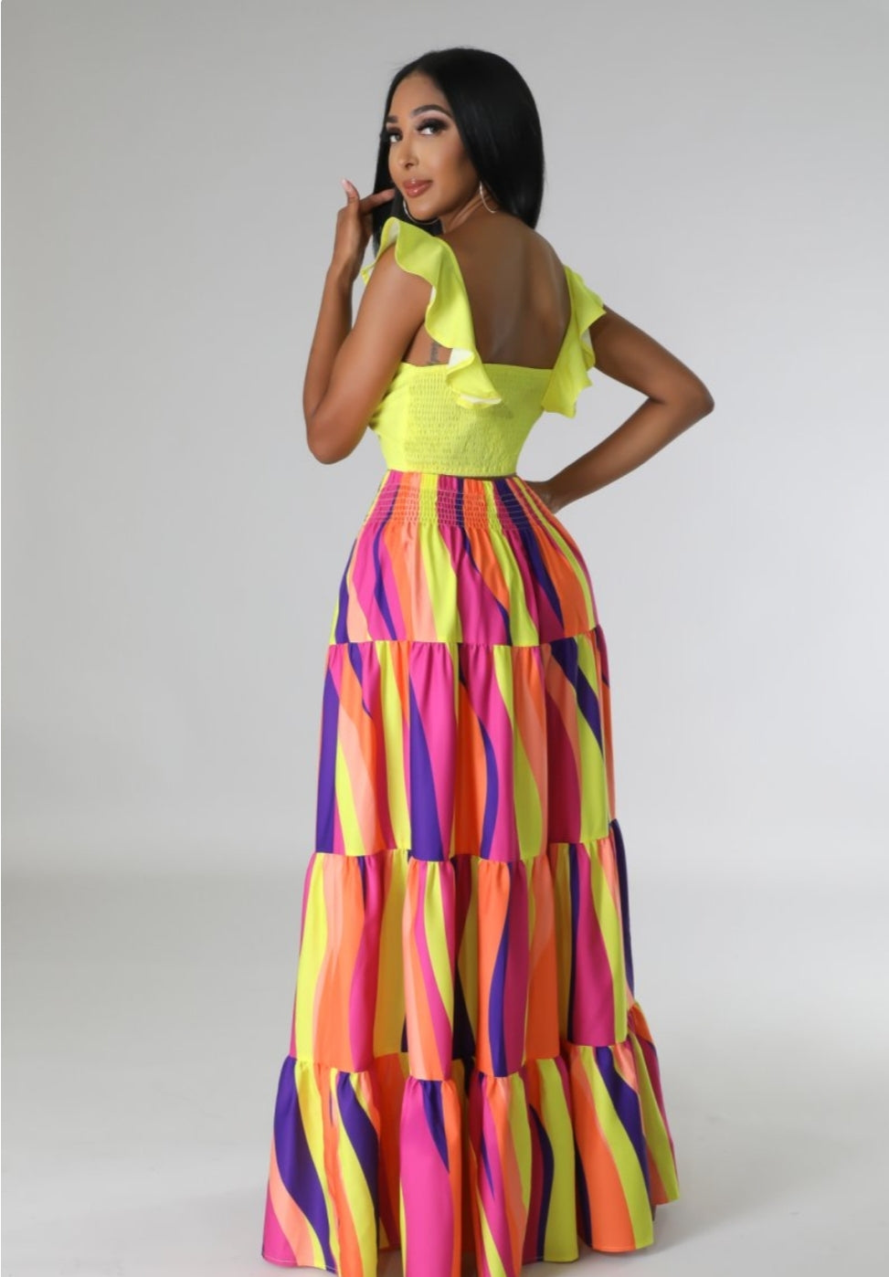 Color Swirl Maxi Skirt Set