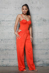 Bustier Bodysuit Wide Leg Pant Set