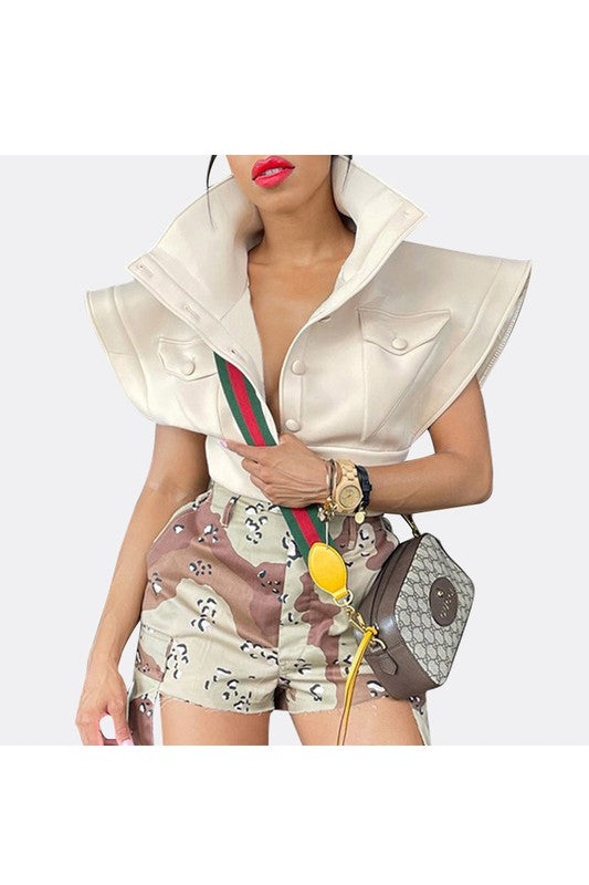 Exaggerated Collar Crop Top