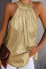 Metallic Slvlss Halter Top
