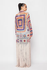 Crochet Beltless Fringe Cardigan