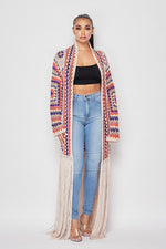 Crochet Beltless Fringe Cardigan