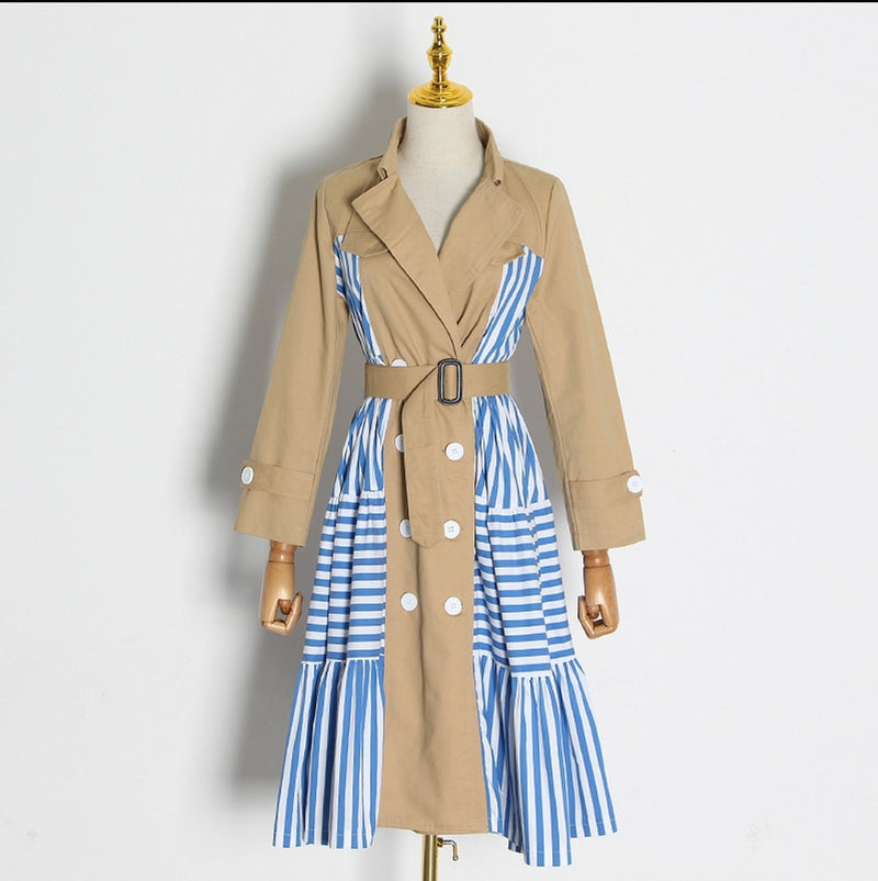 Stripe Side Belted Trench
