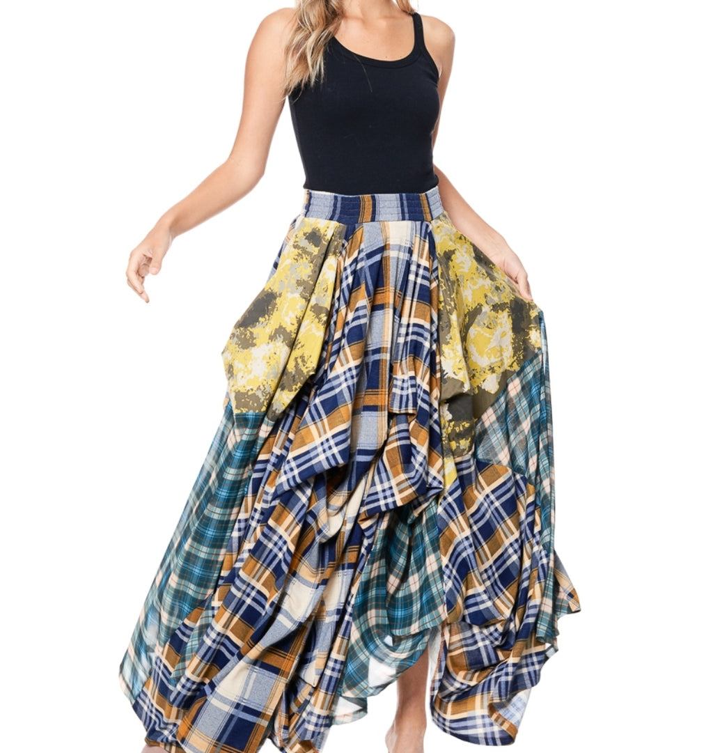 Plaid Damsel Maxi Skirt