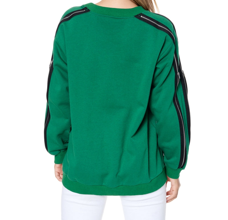 Zipper Trim Asymmetrical Top