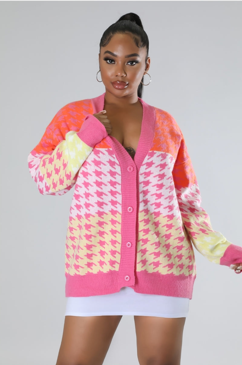 Houndstooth Multi Color Cardigan