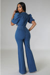 Criss Cross Puff Sleeve Jumpsuit