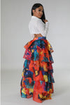 Ruffle Layer Extreme Hi Lo Maxi Skirt