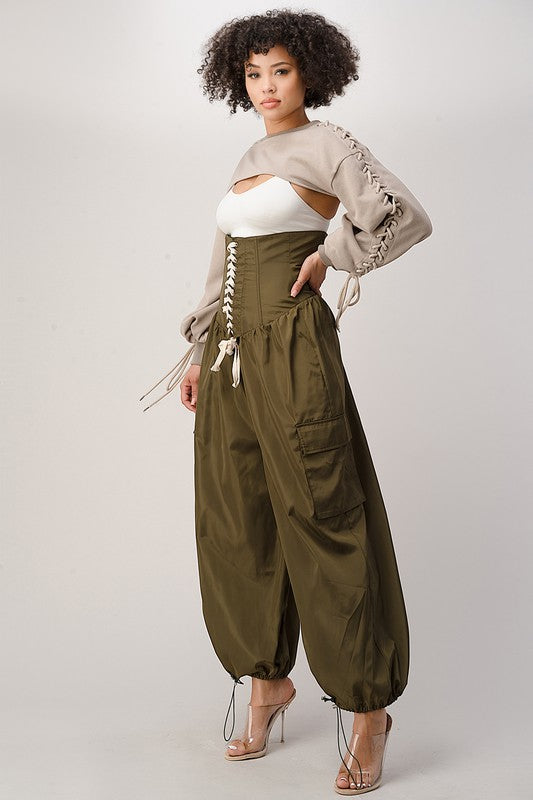 Nylon Hi Waisted Bubble Pants – Ms Catwalk LLC