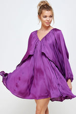 Washed Satin Shirred Mini Dress